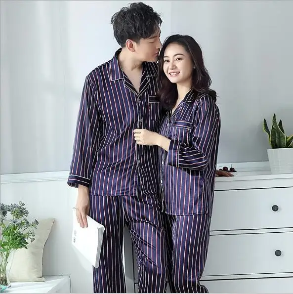 Пижама для пар в полоску весна осень Q770|couples pajamas|sleepwear setsleep clothes |
