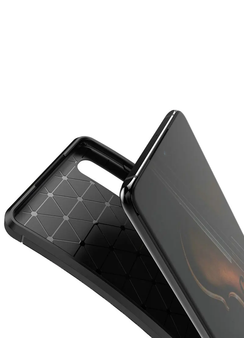 Huawei P30 Lite Pro Case Soft Silicone TPU Textured Carbon Fiber Matte Back Shockproof Cover Skin P20 | Мобильные телефоны и