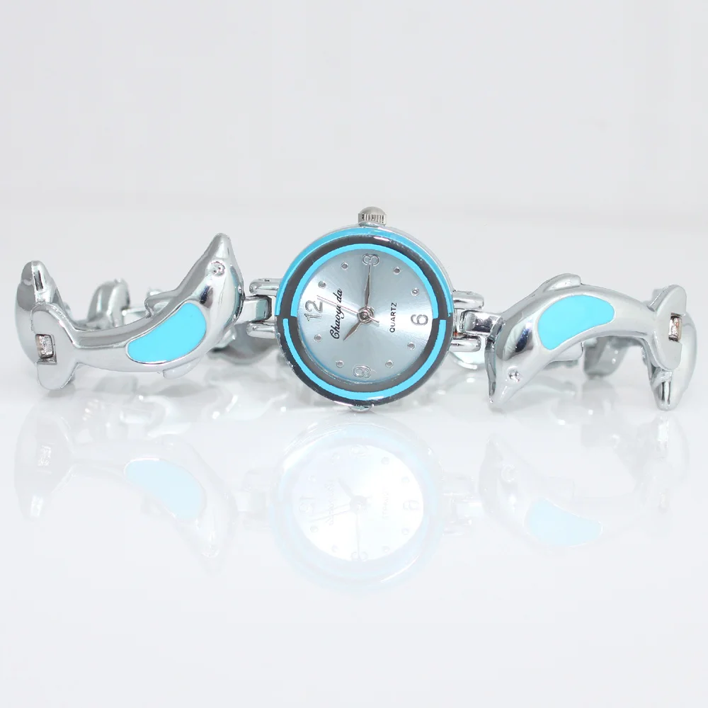 Новые модные изысканные Женские кварцевые наручные часы в стиле дельфинов со