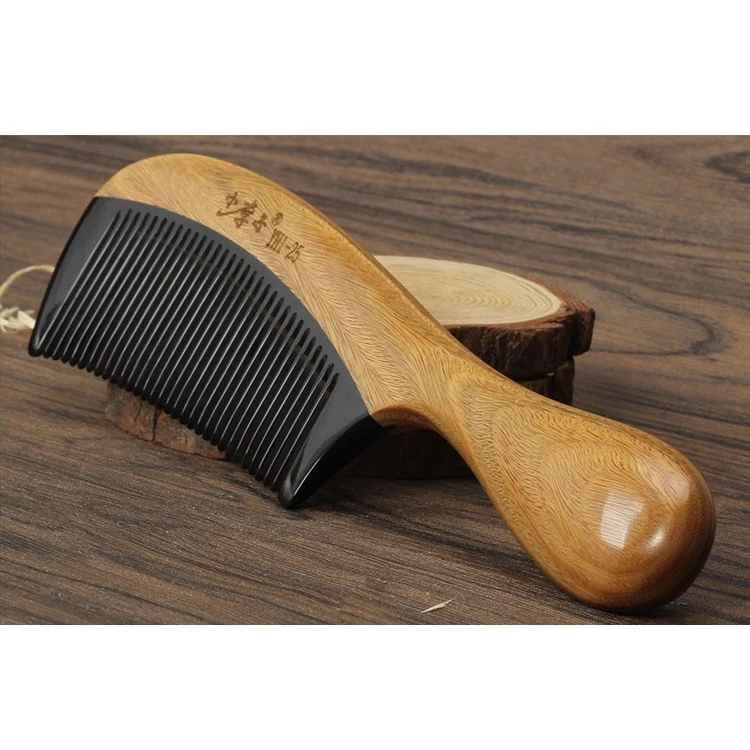 Ручная работа зеленый сандаловый рожок Сращивание гребень уход за волосами