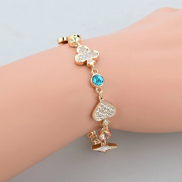 LongWay Chain Bracelet Fashion Women Jewelry Gold Color Bracelets Bangles Austrian Crystal Charming Woman SBR140287 | Украшения и
