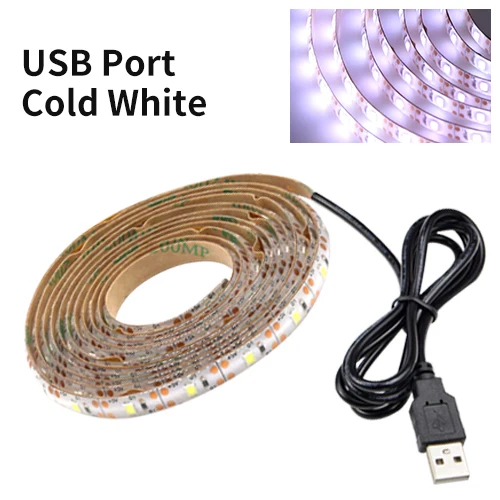 With USB Port Светодиодная лампа с датчиком движения, беспроводная, 1 м, 2 м, 3 м, USB, Светодиодная лента, светильник для рождественских праздников, кровати, шкафа, лестницы, двери, ночной Светильник - Испускаемый цвет: With USB Port