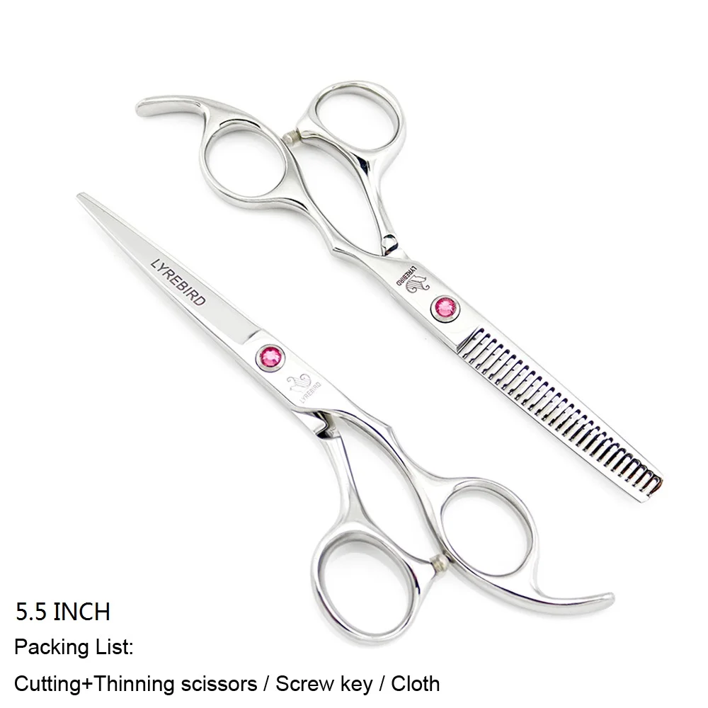 Set no bag 5.5 INCH Профессиональные ножницы для волос 5,5 дюймов 6 дюймов розовый камень Япония Стрижка волос филировочные ножницы Подарочная коробка опционально Lyrebird Новинка - Цвет: Set no bag 5.5 INCH