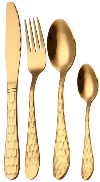 gold 4pcs Набор столовых приборов из высококачественной стали с водяным кубом, ложка, вилка, нож, чайная ложка, набор посуды, роскошные столовые приборы, наборы посуды - Цвет: gold 4pcs