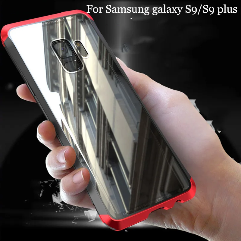 Чехол для Samsung galaxy S 9 S9 plus металлический корпус из закаленного стекла Пластиковая