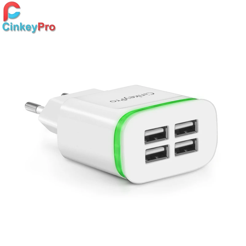 4 Ports CinkeyPro штепсельная вилка европейского стандарта 2 Порты светодиодный светильник USB Зарядное устройство 5V 2A сетевой адаптер мобильный телефон Micro USB разъем для зарядки и синхронизации данных для iPhone iPad samsung - Тип штекера: 4 Ports