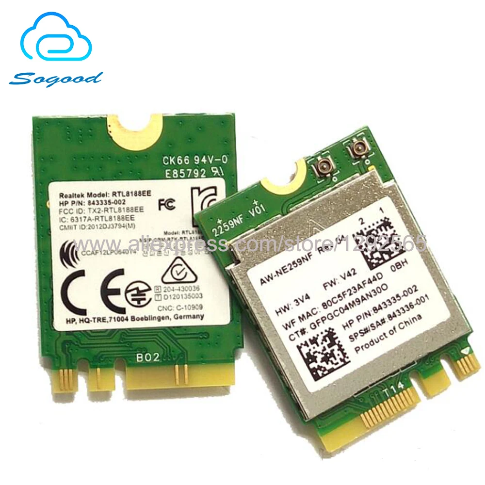 Оригинальная RTL8188EE AW NE259NF 2 4G NGFF M2 802.11b/G/N SPS 843336 001 150Mpbs беспроводная сетевая карта