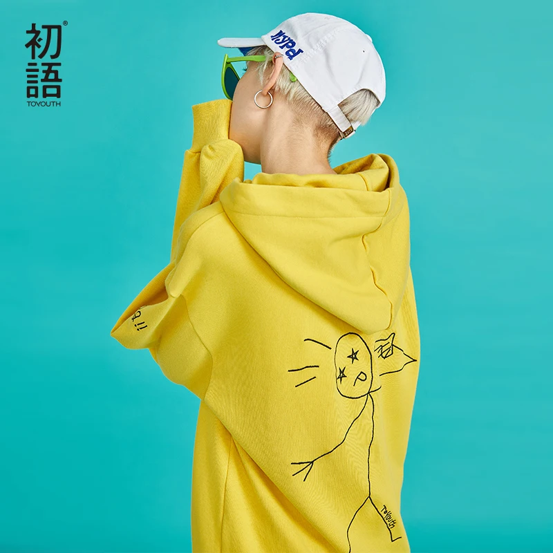 Toyouth New Autumn Lazy Cartoon Printing Women Sweatshirts Loose Hooded Long Sleeve Pullovers Korean Stylish Female Tops Hoodies | Женская