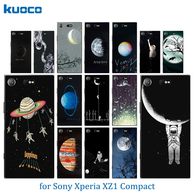 For Sony Xperia XZ1 Compact Phone Case Silicon Space Moon PatternFor for Matte Full Protect Cover |