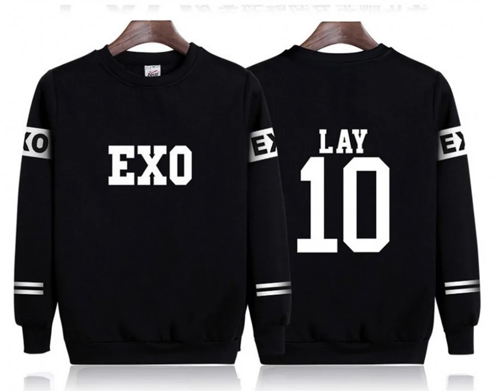 2018 EXO зимняя одежда с длинными рукавами свитшот круглым вырезом пальто студентов