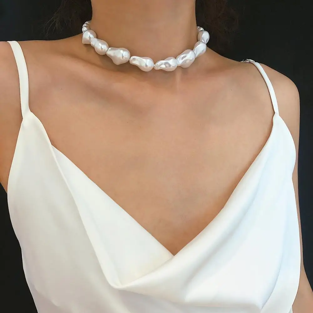 Kymyad женское ожерелье чокер элегантное Bijoux Femme имитация жемчуга массивные