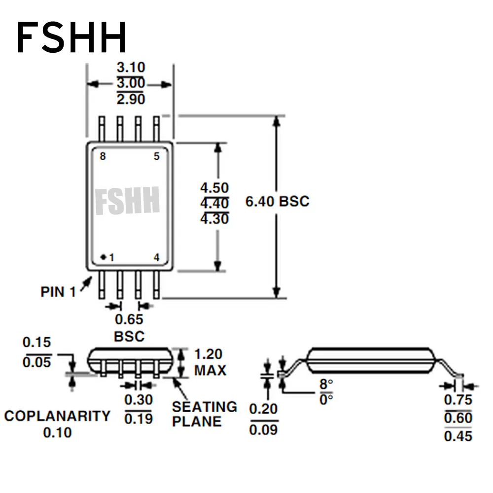 Clamshell SSOP8 ic   TSSPOP8/SSOP8   = 0, 65   = 4, 4/6, 4