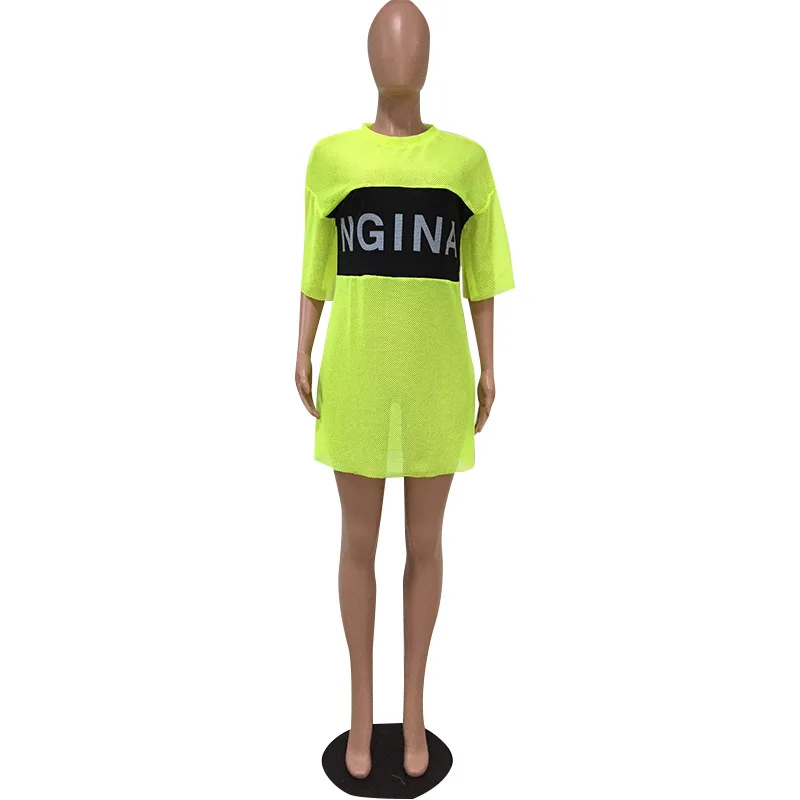 Новые Сексуальные сетчатые женские платья с вырезами свободное платье футболка