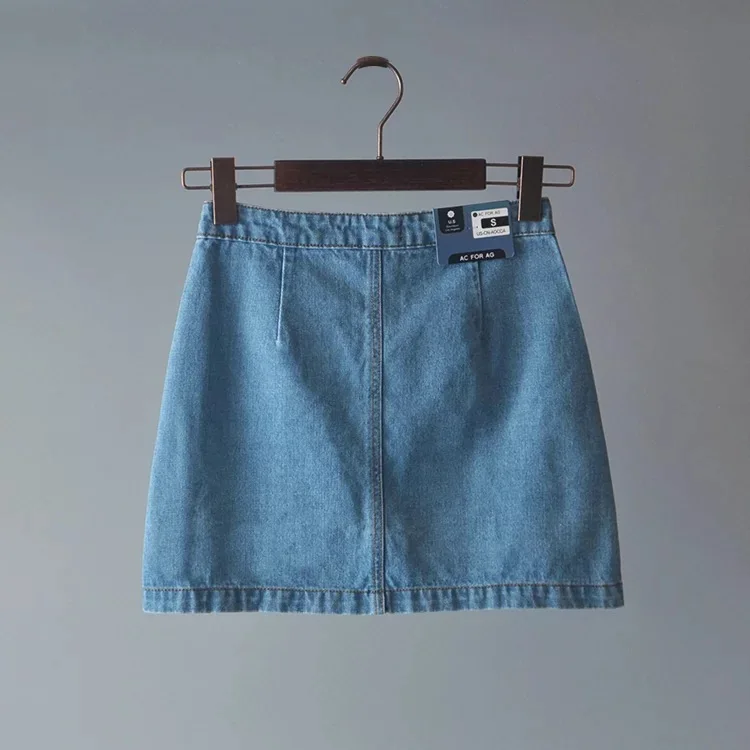 Exported to Europe and the United States women's single breasted denim skirt female autumn new lady A word |