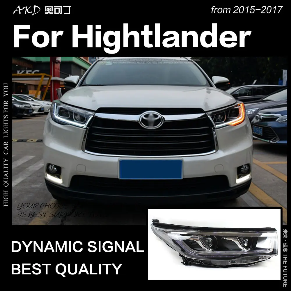 AKD автомобильный Стайлинг для фары Toyota Highlander новая светодиодная… для Kluger фары DRL Hid головная лампа Angel Eye Bi Xenon аксессуары