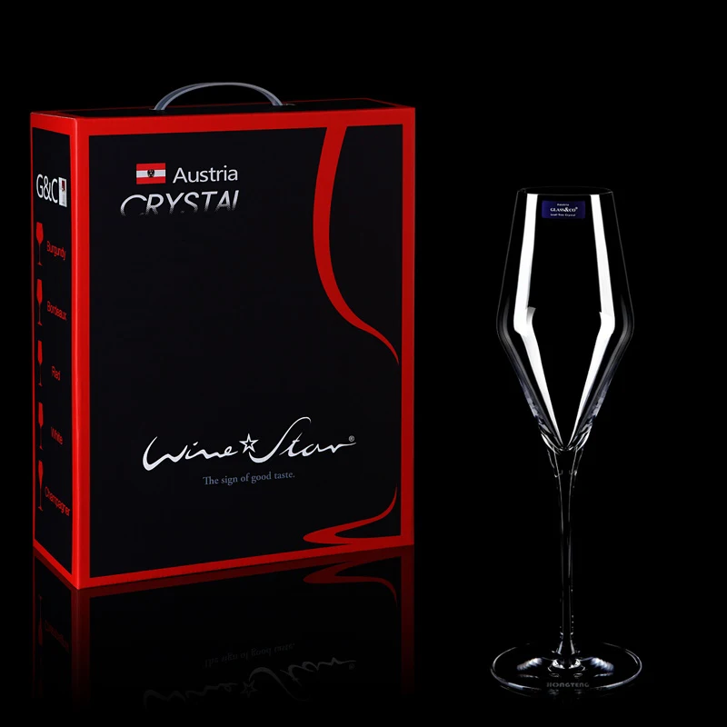 1pcs Lead-free Crystal champagne glass European High handmade goblet Wine glass Single gift box  household wedding wine cup