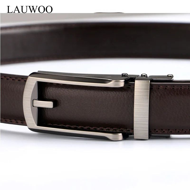LAUWOO Men Belt Designer Cow Genuine Leather Belts Man Automatic Buckle Cowhide Luxury Black/Brown | Аксессуары для одежды
