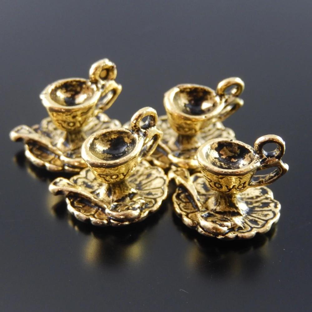 

50pcs/pack Vintage Antique Gold Alloy Coffee Cup Wineglass Man Charms Necklace Pendants Handmade Craft Jewelry Findings 31847