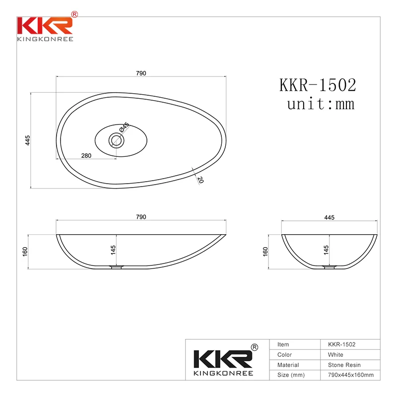 KKR solid surface material artificial stone table top wash basin KKR-1502 | Обустройство дома
