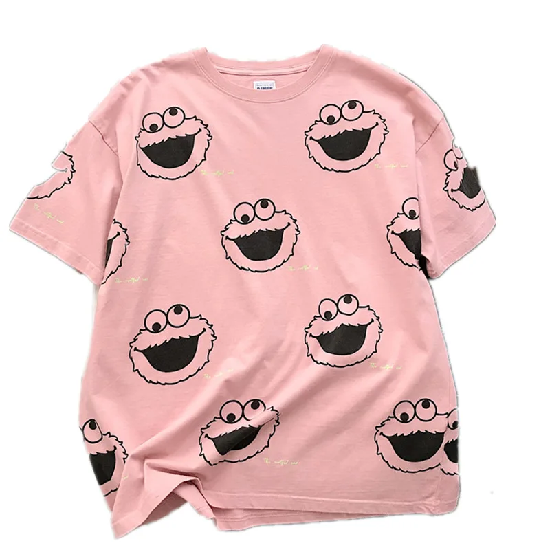 Для женщин Повседневное Топ Cookie Monster Улица Сезам Новые футболки Стиль 100% хлопок