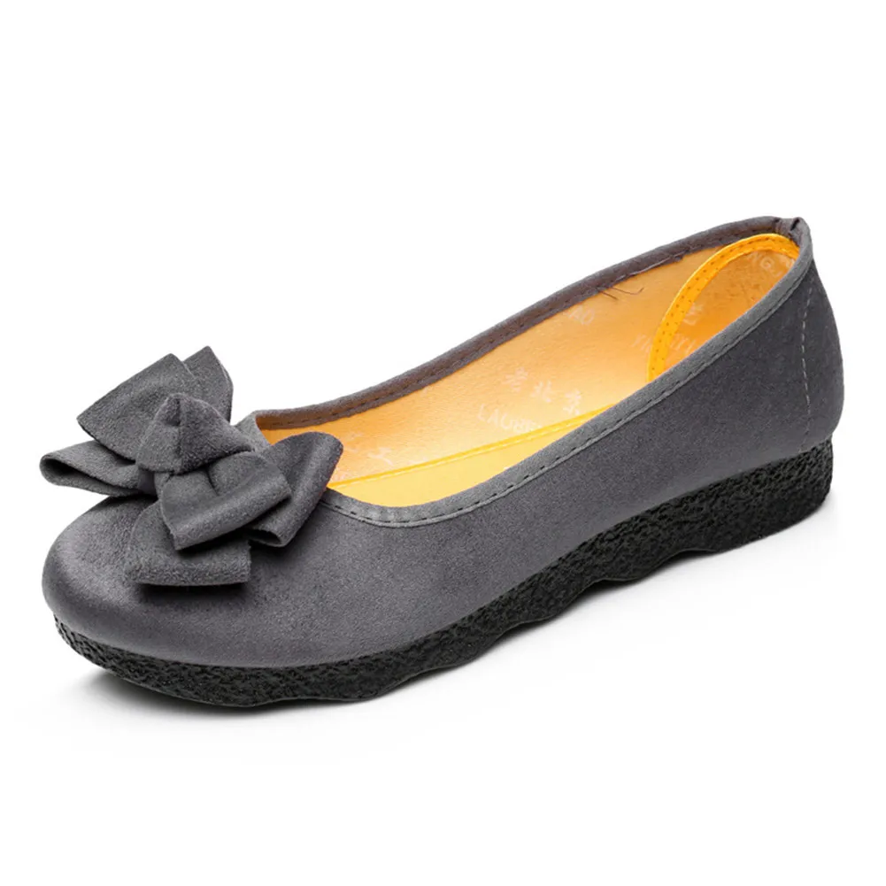 Zapatos mujer женские тонкие туфли с бантиком на плоской подошве балетки мягкой
