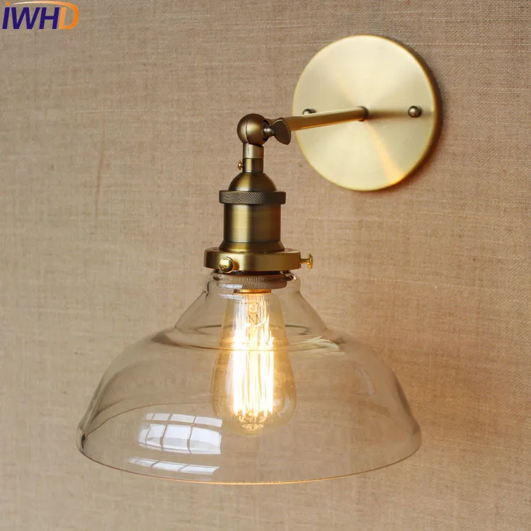 Iwhd Стекло мяч ретро Винтаж настенные светильники бра wandlamp LED edison промышленных настенный светильник Лофт Apliques сравнению Lampen