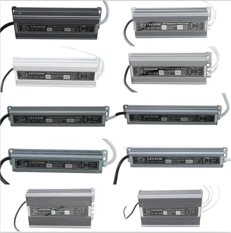3 years warranty 20-250W 100-265V DC12V aluminum profile waterproof LED lamp strip special driving switch power supply