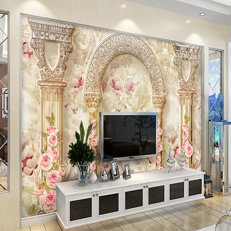 Фотообои на заказ европейские роскошные римские цветы настенная колонна для