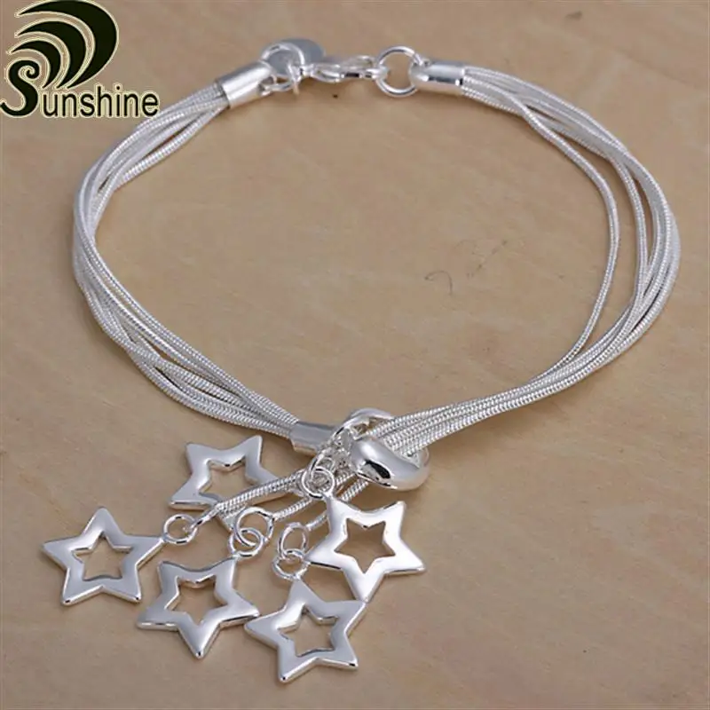 H153 high-quality multi-girl bracelet 925 silver jewelry pendant stars Jewelry factory wholesale | Украшения и аксессуары