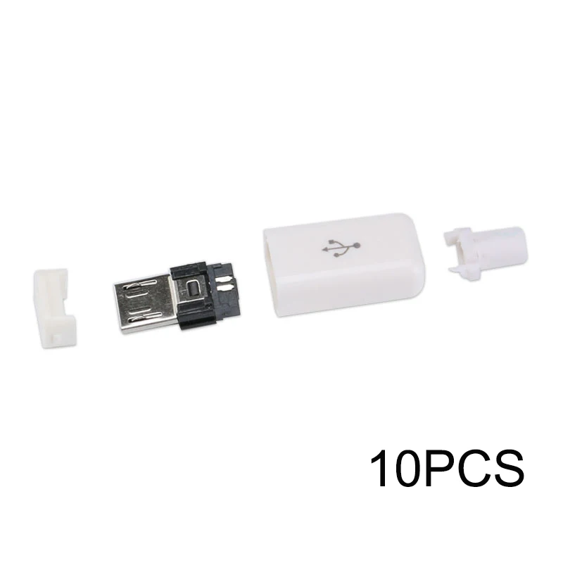 White 4 in 1 10 шт./компл. 4 в 1 DIY Micro USB сварки Тип Мужской 5-контактный разъем w/Пластик крышка черного и белого цвета - Цвет: White 4 in 1