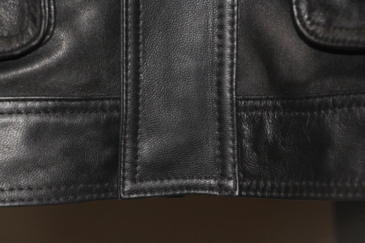 Free shipping.Plus size Brand classic pockets goatskin slim Jacket,men's genuine Leather safari style jacket.warm Detachable
