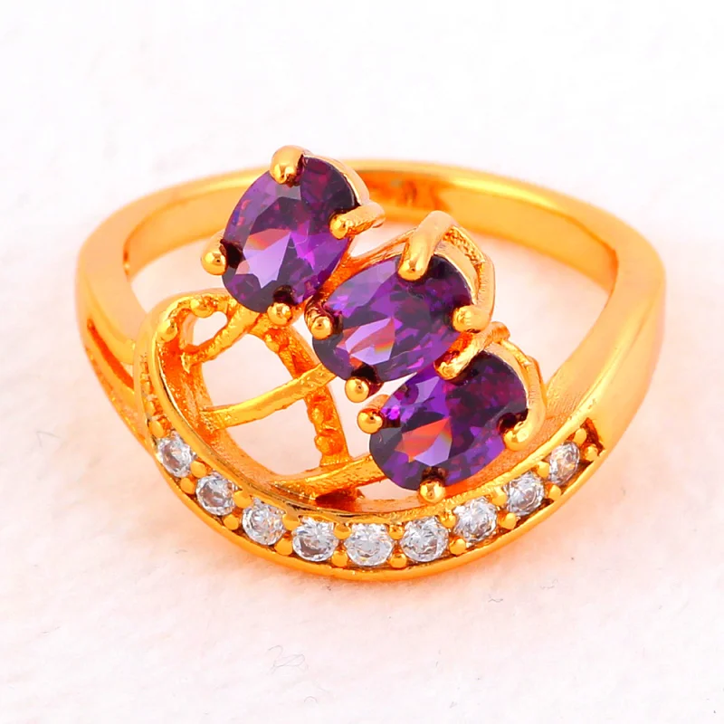 Женские Романтические кольца с фиолетовыми кристаллами Ayowei опт и розница модные