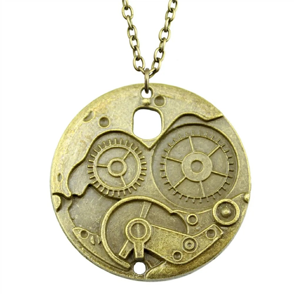 1 Piece 2019 New Vintage 37x37mm 2 Colors Antique Bronze Silver Plated Gear Steampunk Pendant Necklace Jewelry For Women | Украшения и