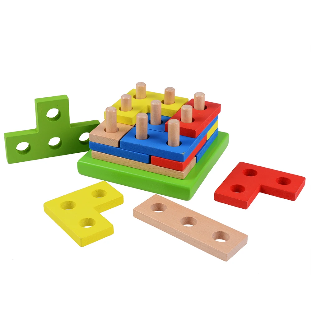 Rolimate Деревянный конструктор Монтессори колонка формы укладка игрушки ребенок
