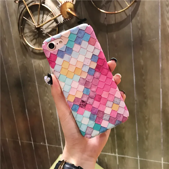 Luxury 3D Colorful Scales Phone Cases For iPhone 6 6s 7 Case Korean Girls Mermaid Cover Apple Plus |