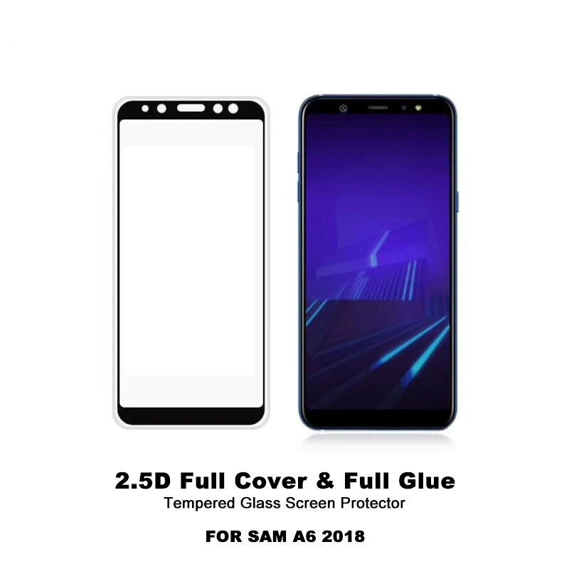 Полноэкранное закаленное защитное стекло с клеем для Samsung Galaxy A6 2018 A600 A600F plus
