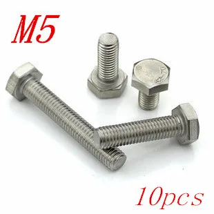 

10 шт./лот Бесплатная доставка Метрическая резьба M5 * 8/10/12/14/16/18/20/25/30/35/40-65 мм наружные винты из нержавеющей стали с шестигранной головкой болты