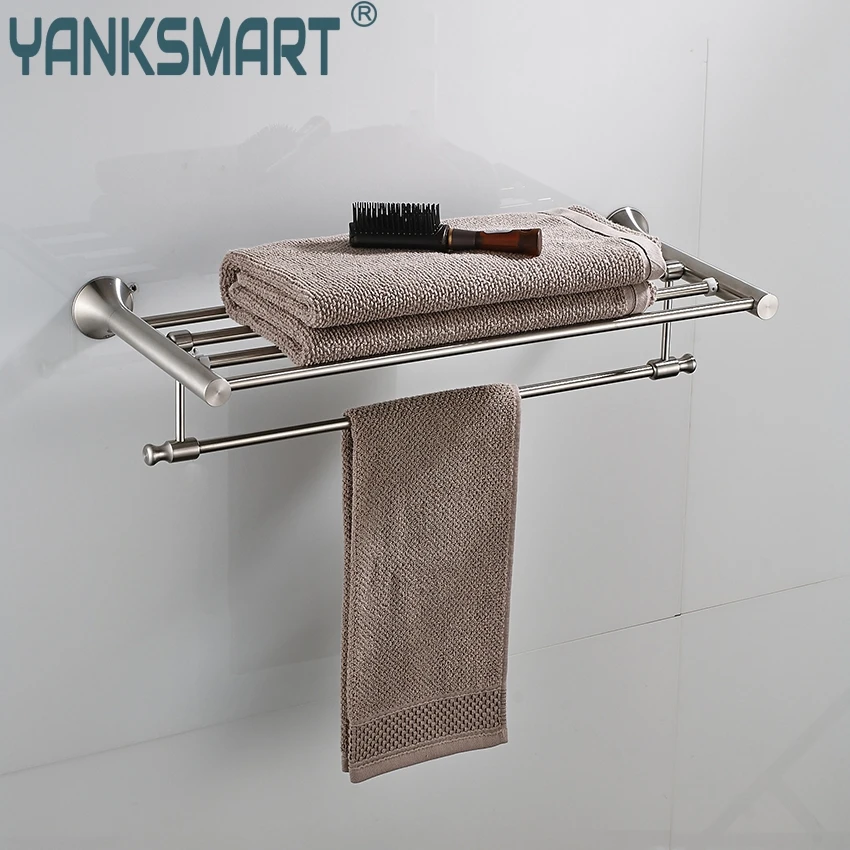 Brushed Finish Wall Mounted Bathroom Towel Rail Holder Bathr