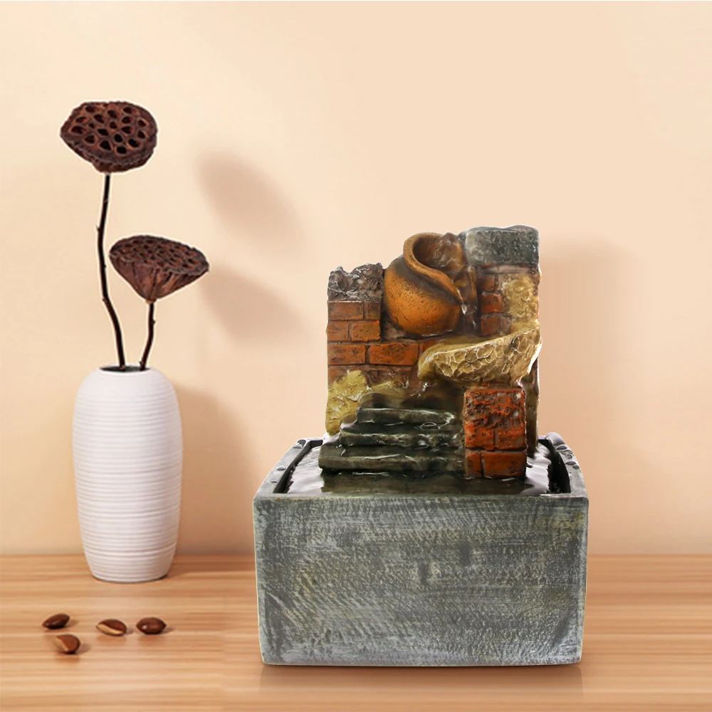 Разбитый горшок со статунным красным кирпичом настольный фонтан для воды