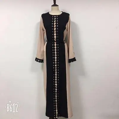 Мусульманское платье кафтан абайя хиджаб платье в стиле пэчворк черный кардиган Халат арабских Рамадан кафтан Vestidos Исламской Костюмы - Цвет: Черный