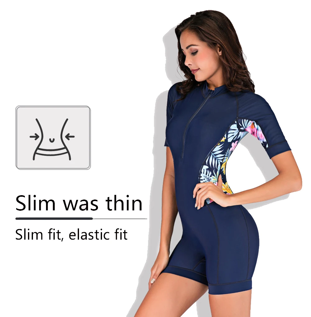 Женский слитный купальник с защитой от УФ лучей цветочным принтом|Комбинезоны| |