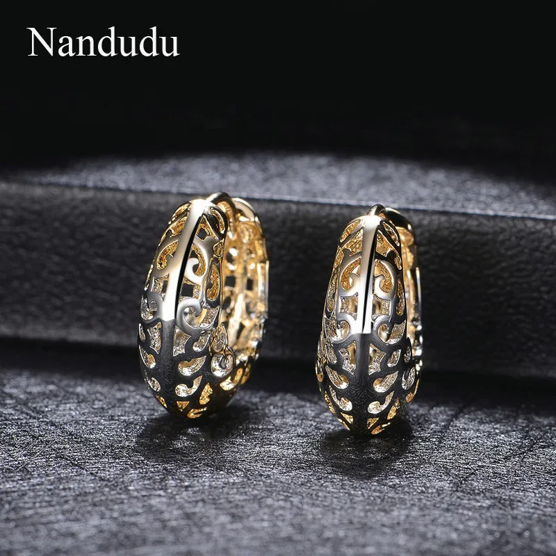 Распродажа Nandudu, серьги Huggie с полым цветком, модные женские Мини-серьги-кольца, подарок на день рождения, бижутерия CE222