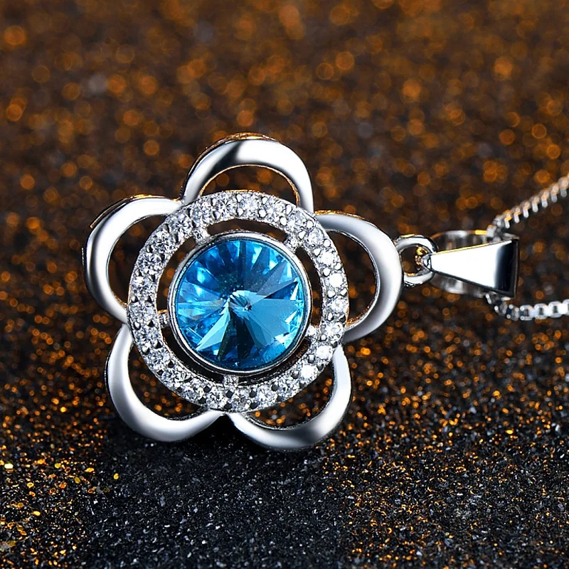 M&ampW JEWELRY Austrian AAA grade / first class goods Item 925 Sterling Silver for Women's Sun Flower Pendant Jewelry | Украшения и