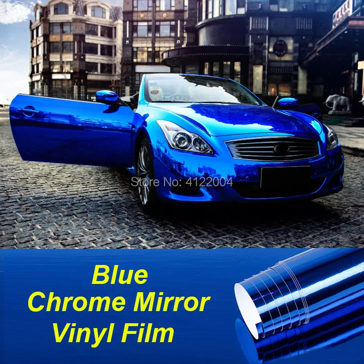 Синяя зеркальная виниловая пленка JMM для автомобилей 10/20/30/50 см электропокрытие - Фото №1