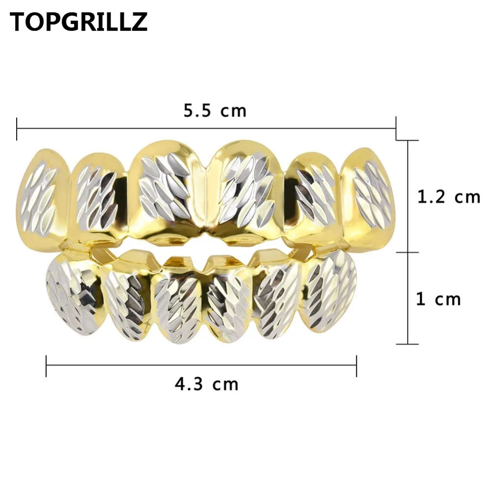Комплект топа и нижнего белья TOPGRILLZ золотистого цвета с D Cut 6 зубами для хип хоп