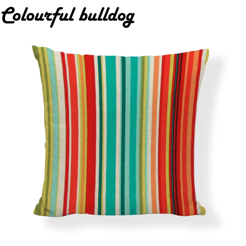 Geometric Cushion Covers 45*45cm Abstract Colored Line Figures Linen Material Office Home Living Room Sofa Decor Pillow Case | Дом и сад