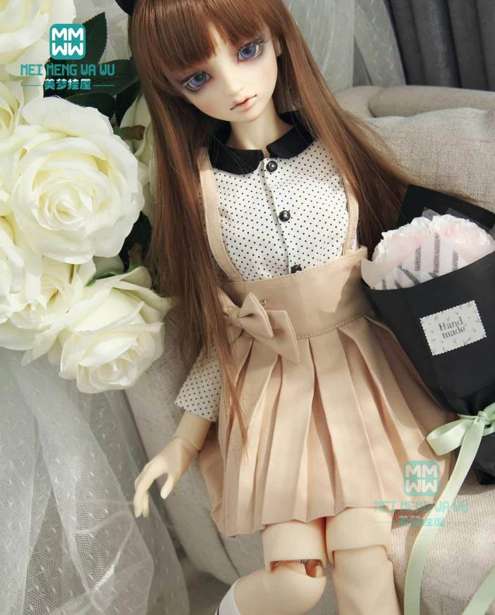 BJD кукольная одежда для 57-60 см 1/3 BJD аксессуары Модная рубашка из пяти частей, плиссированная юбка, кардиган, носки, бант