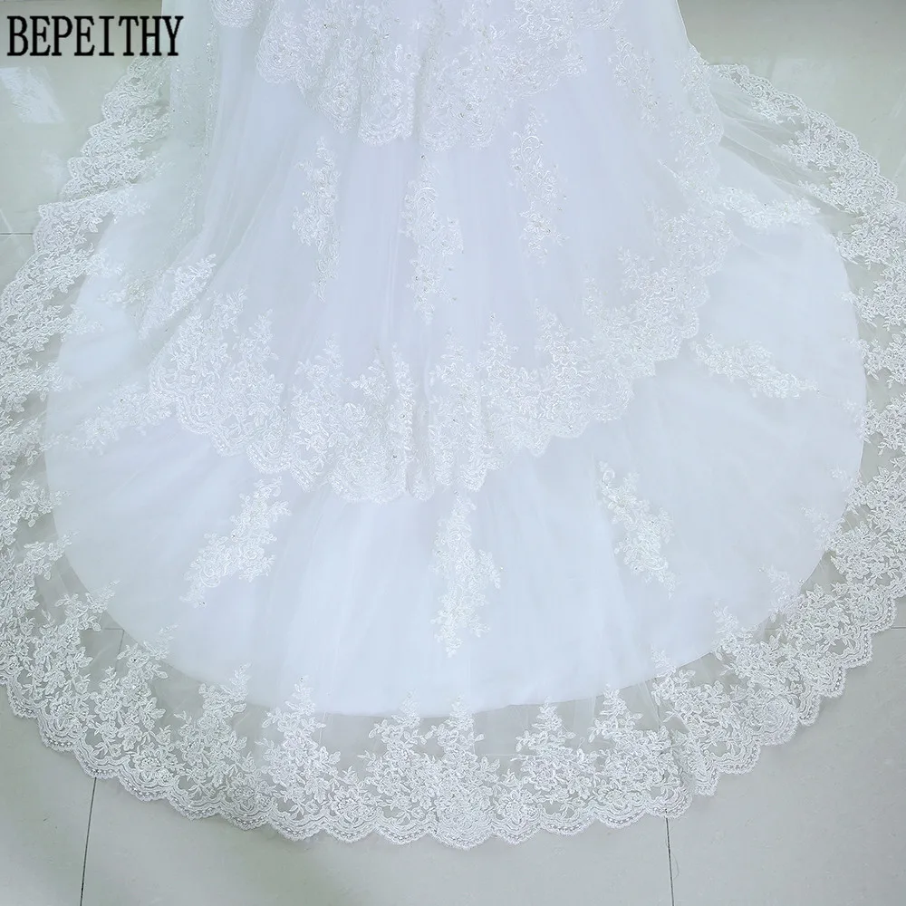 Женское свадебное платье BEPEITHY кружевное с длинным рукавом и бусинами на заказ 2019