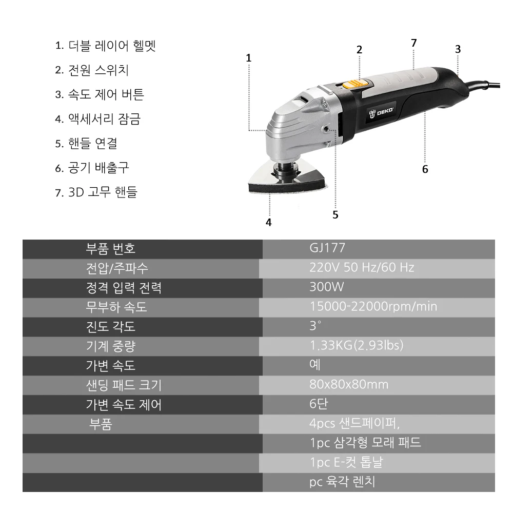 DEKO 110V/220V Variable Speed Electric Multifunction Oscillating Tool Kit Multi-Tool Power Trimmer Saw Accessories |