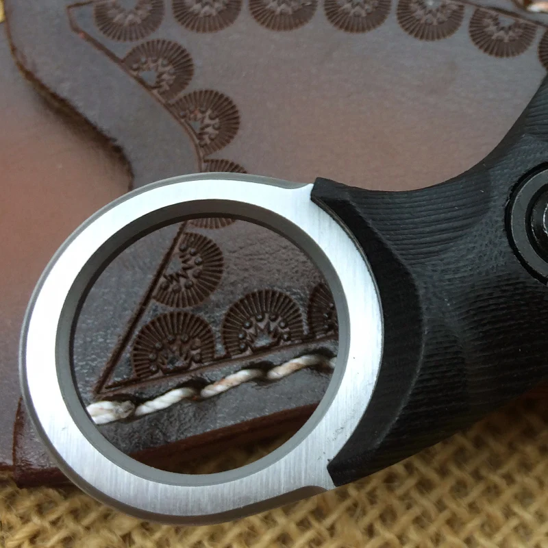 D2 стальные ножи Karambit с фиксированным лезвием охотничий нож для выживания Противоскользящий G10 Ручка зуб край кожаный чехол тактический EDC mes инструмент